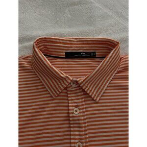 RLX Ralph Lauren Polo Shirt Mens XL Orange White Stripe Performance Stretch XL